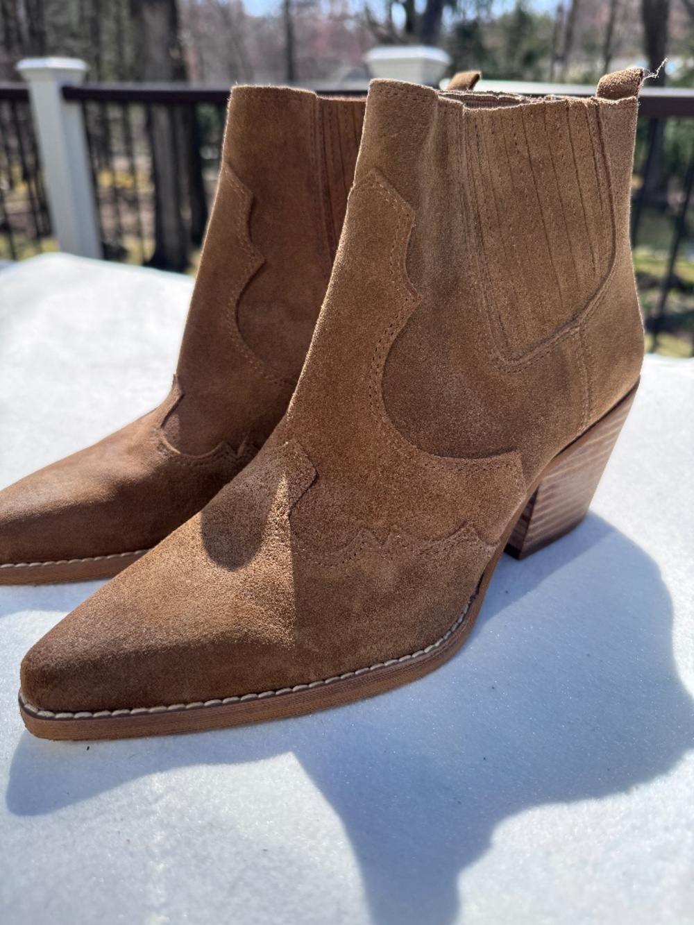 Sam Edelman Winona Pointed-Toe Mid-Heel Leather Booties Size 7.5